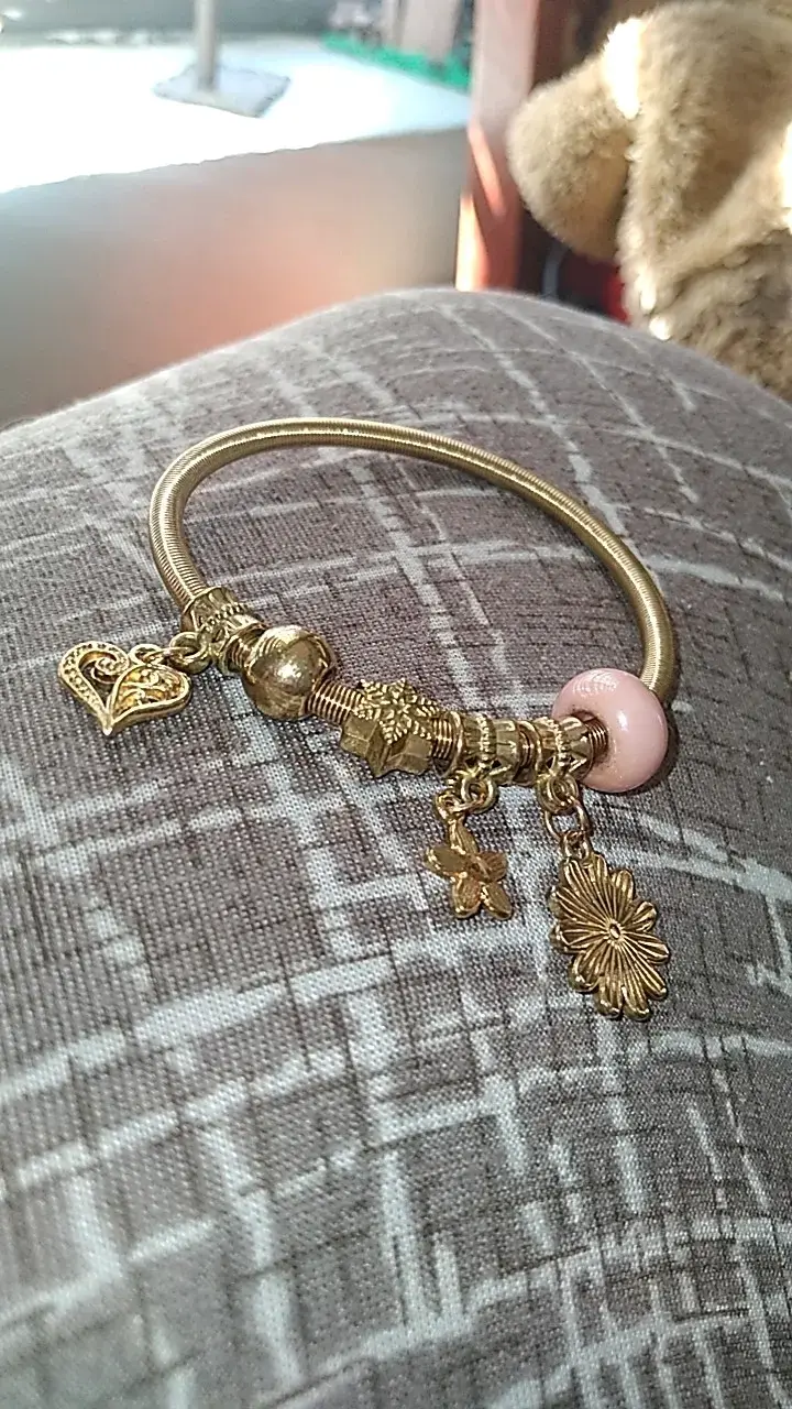 Pulsera dorada con dijes decorativos - 1