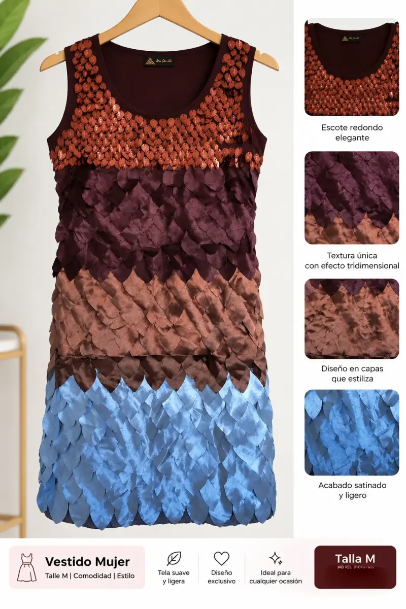 Vestido mujer con diseño en capas y textura única - 1