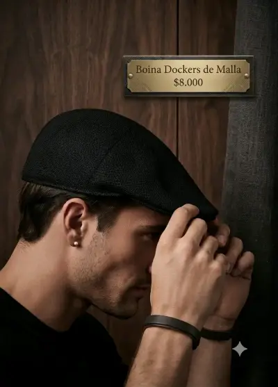 Boina Dockers de malla negra elegante - miniatura 1
