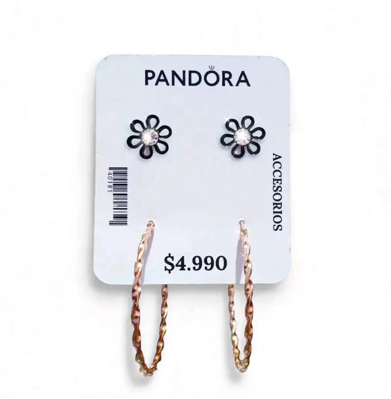 Set de Aros Pandora Flor y Aros Dorados