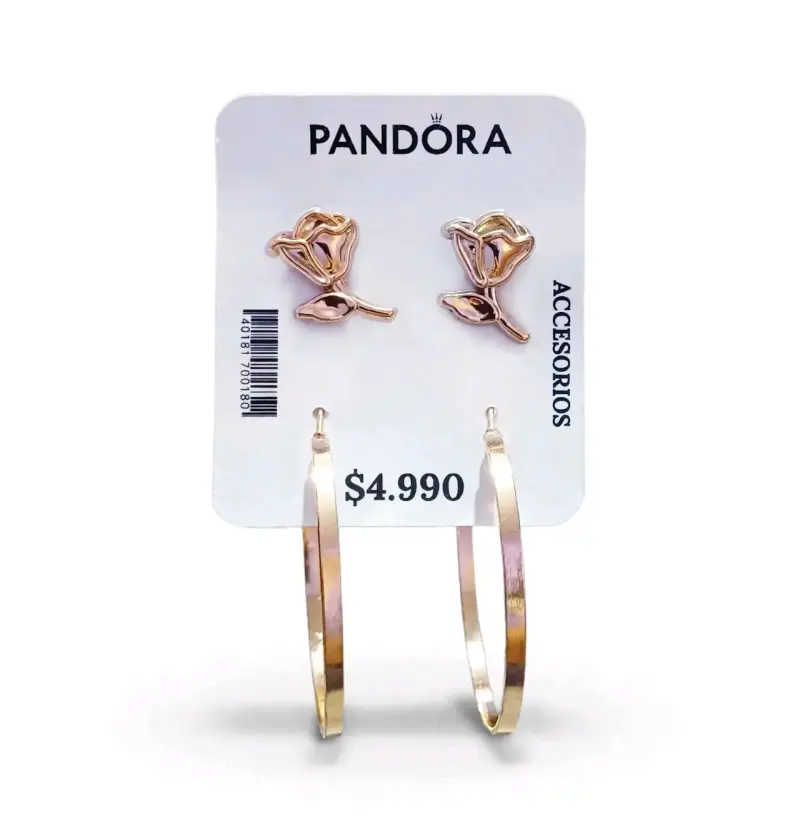 Set de Aros Pandora Rosas y Aros de Aro