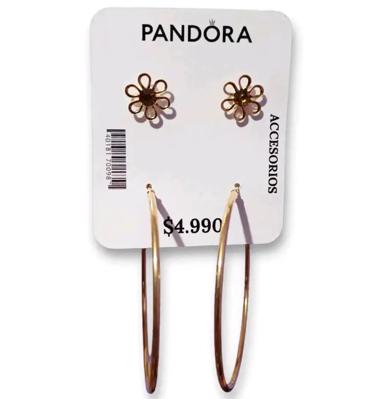 Set de Aros y Pendientes Pandora Dorados