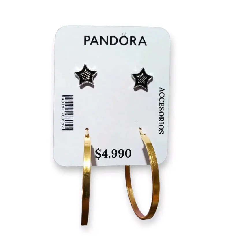 Aros de aro y estrella Pandora dorados