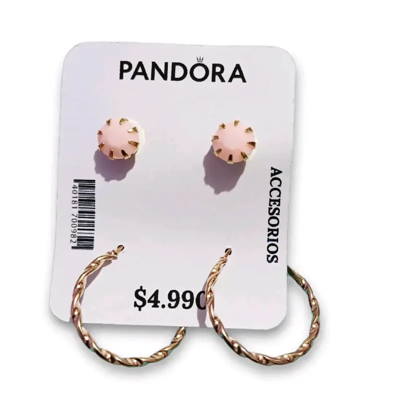 Set de Aros Pandora Rosados y Dorados