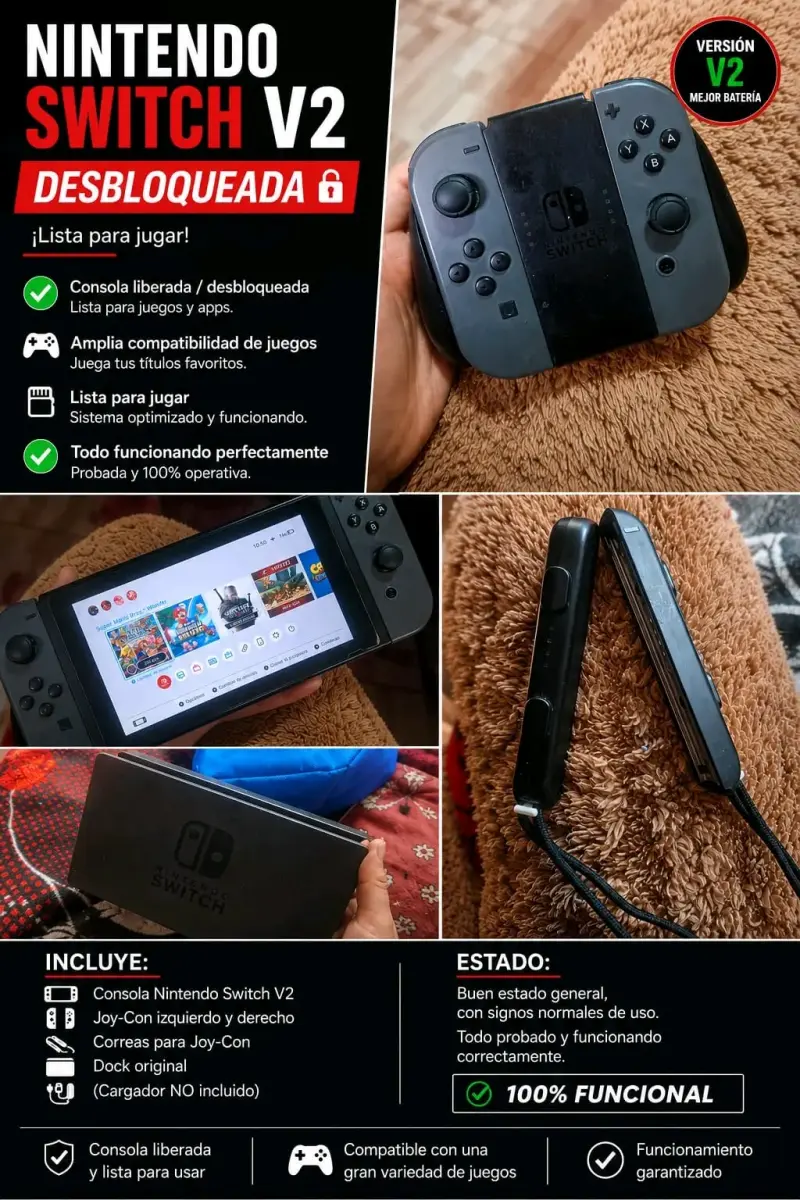 Nintendo Switch V2 desbloqueada en buen estado