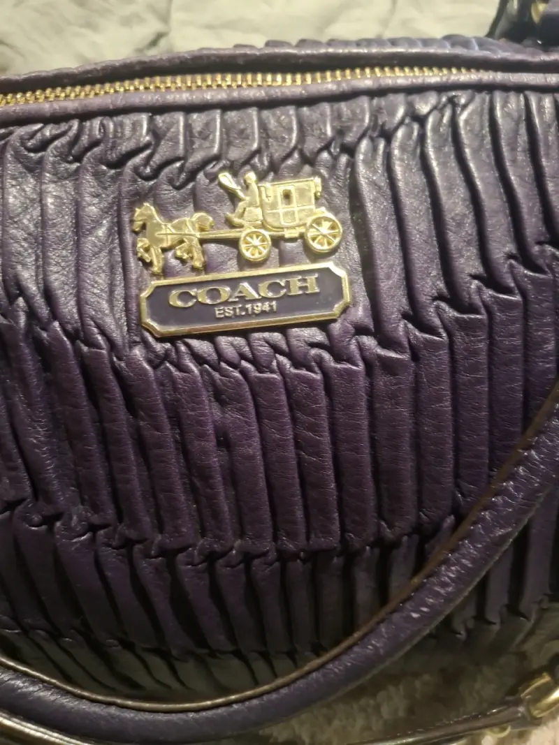 Bolso de cuero morado Coach con diseño plisado - 6