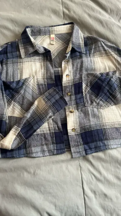 Camisa de franela a cuadros azul y gris XS - miniatura 1