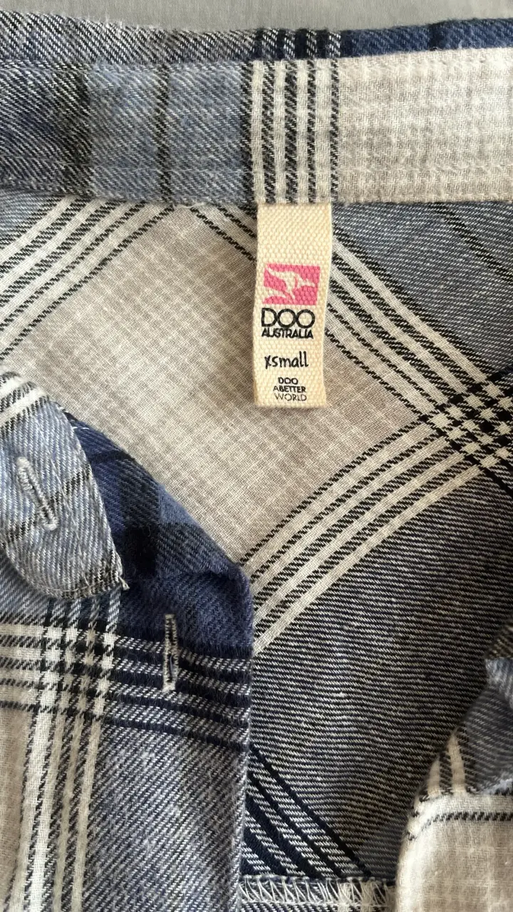 Camisa de franela a cuadros azul y gris XS - 2