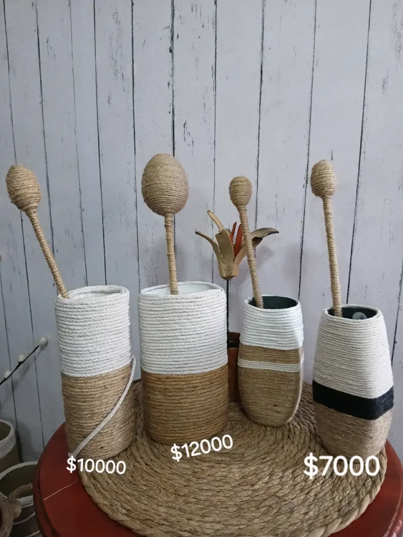 Organizador rústico de yute con tapa 20cm - 3