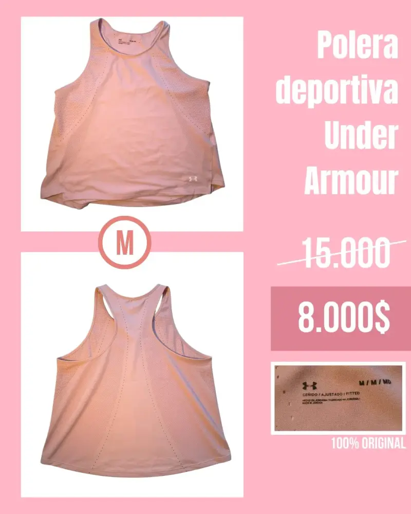 Polera deportiva rosa Under Armour talla M - 1