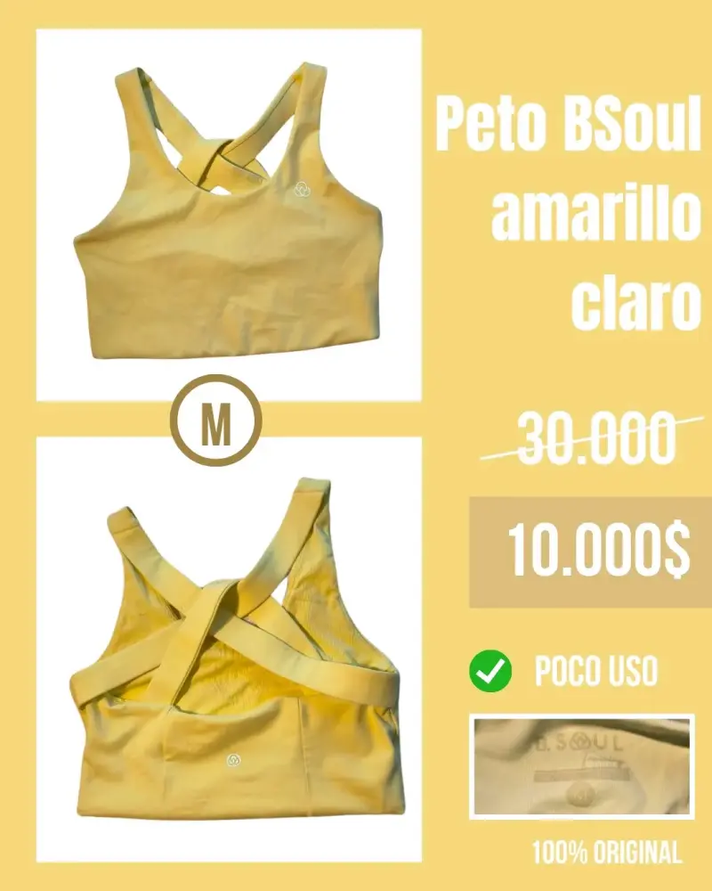 Peto deportivo amarillo claro BSoul talla M - 1