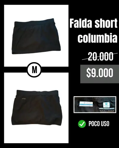 Falda Short Columbia Negra Talla M - miniatura 1