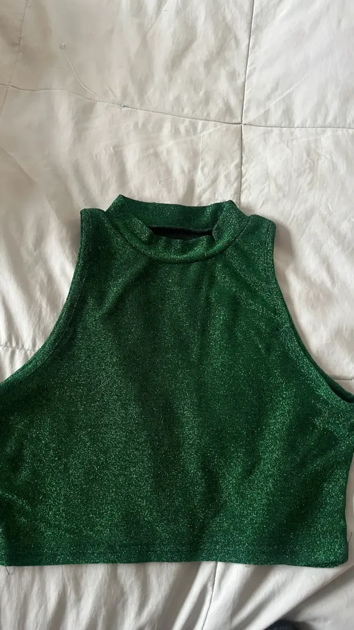 Top sin mangas verde brillante para mujer
