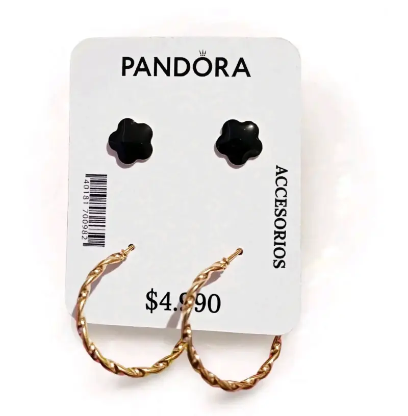 Set de Aros Pandora Negro y Dorado