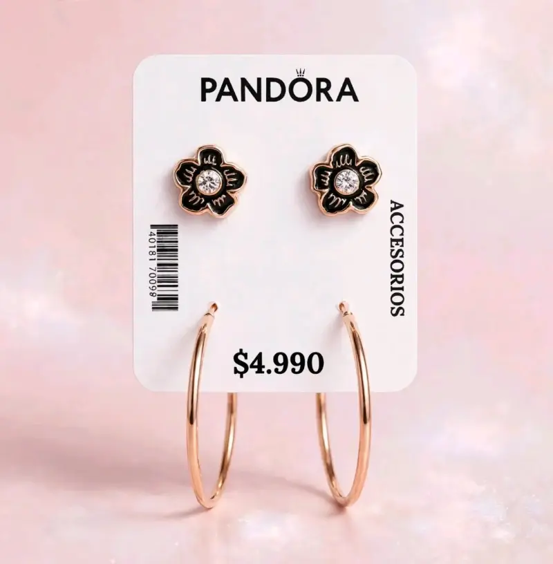 Aros de flor y aro dorado Pandora