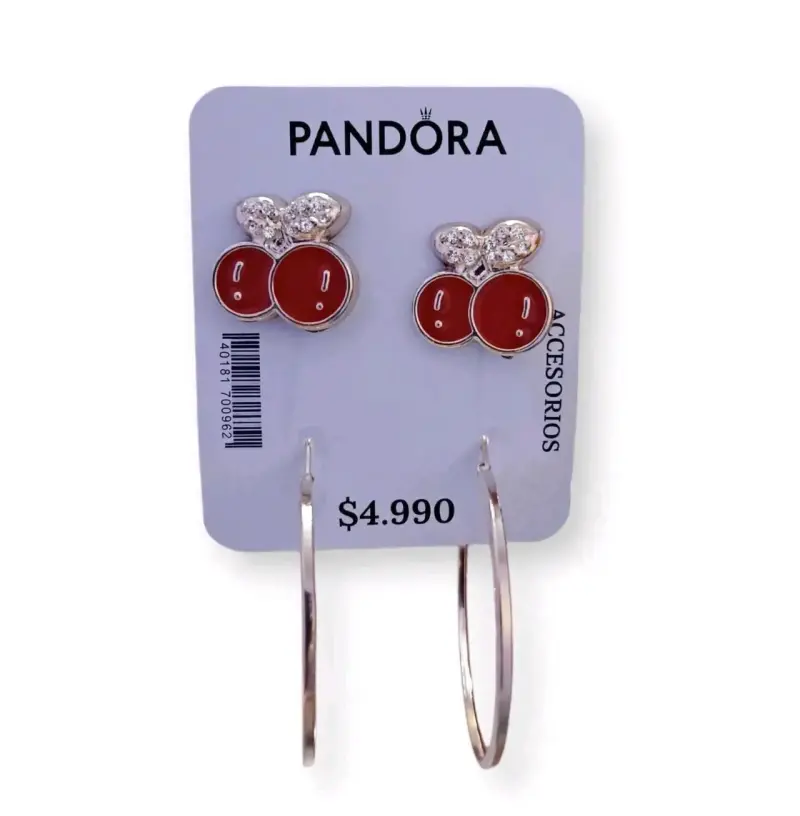 Aros Pandora con diseño de cerezas