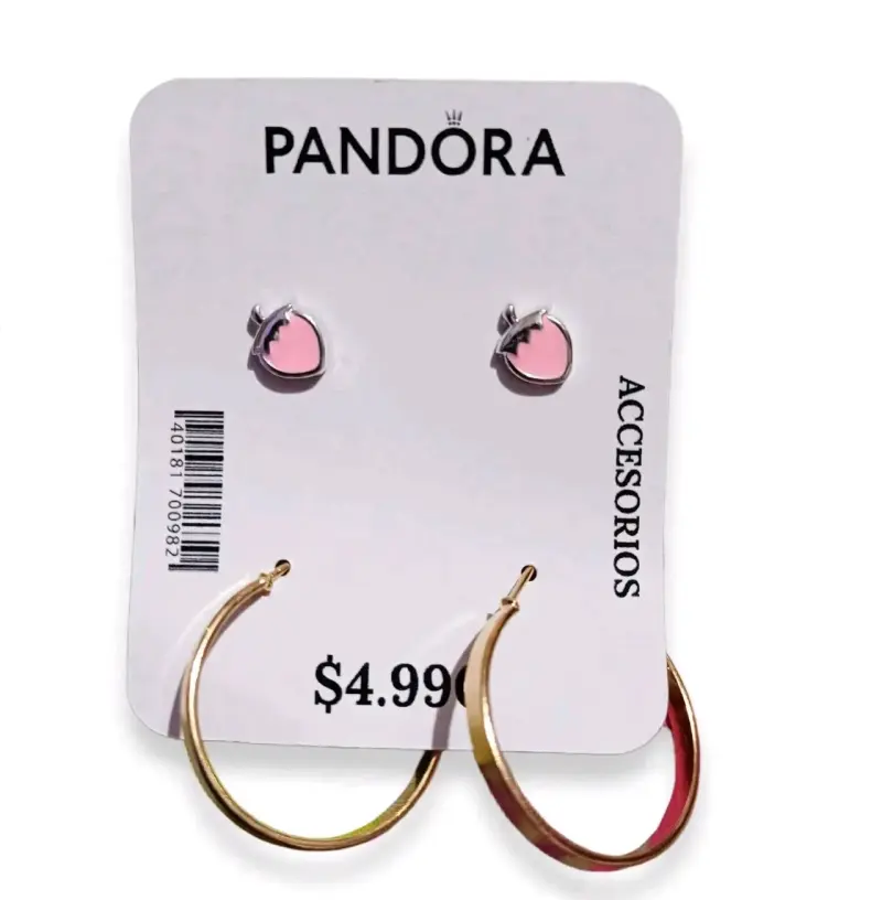 Set de Aros Pandora con Diseño de Durazno y Aros Dorados