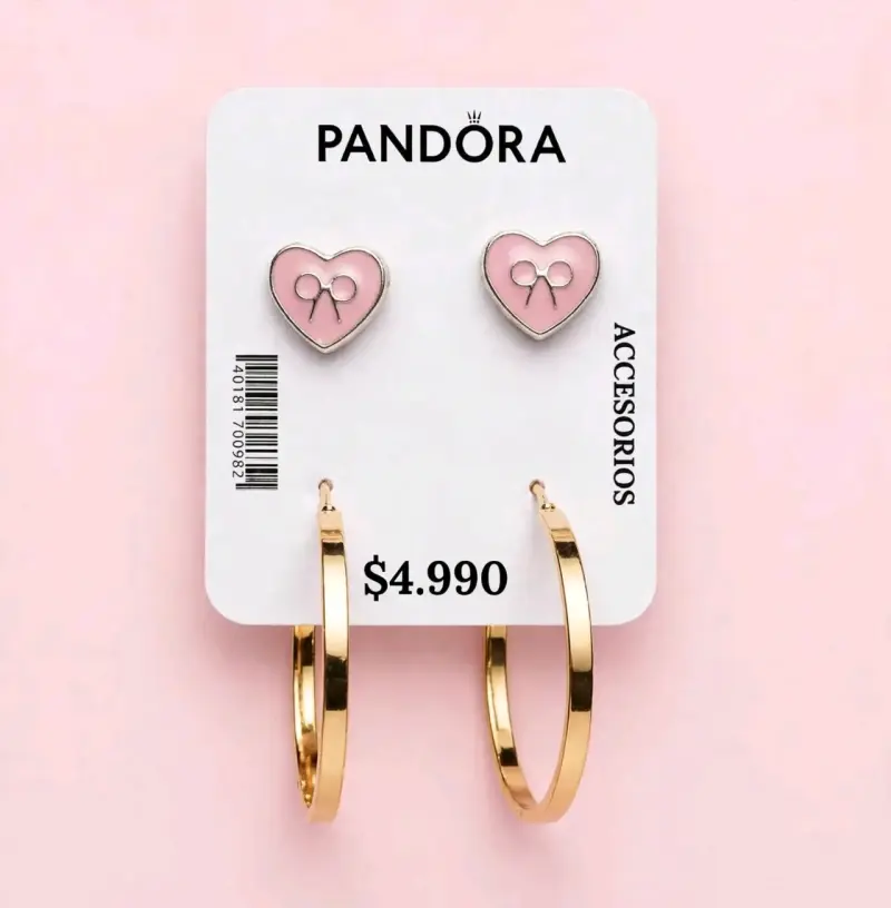 Set de Aros Pandora Corazón y Aros Dorados