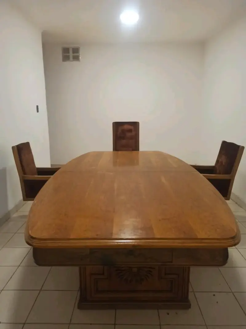 Juego de comedor de madera con sillas giratorias - 2