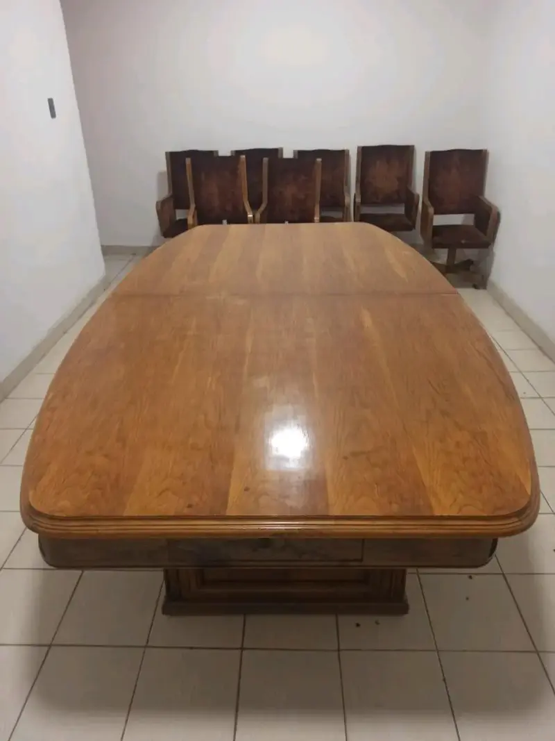 Juego de comedor de madera con sillas giratorias - 5