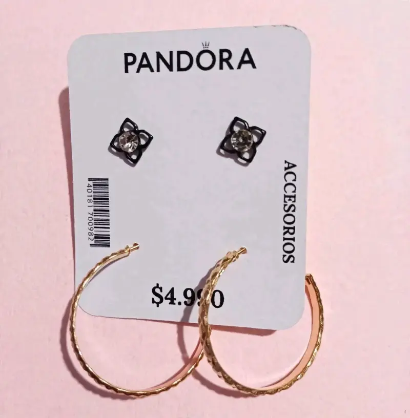 Aros Pandora dorados y negros
