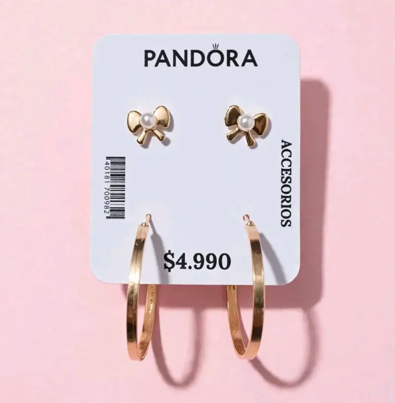 Set de Aros Pandora Dorados con Perlas