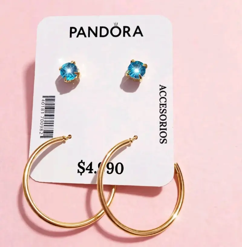 Set de Aros Pandora Dorados y Azules
