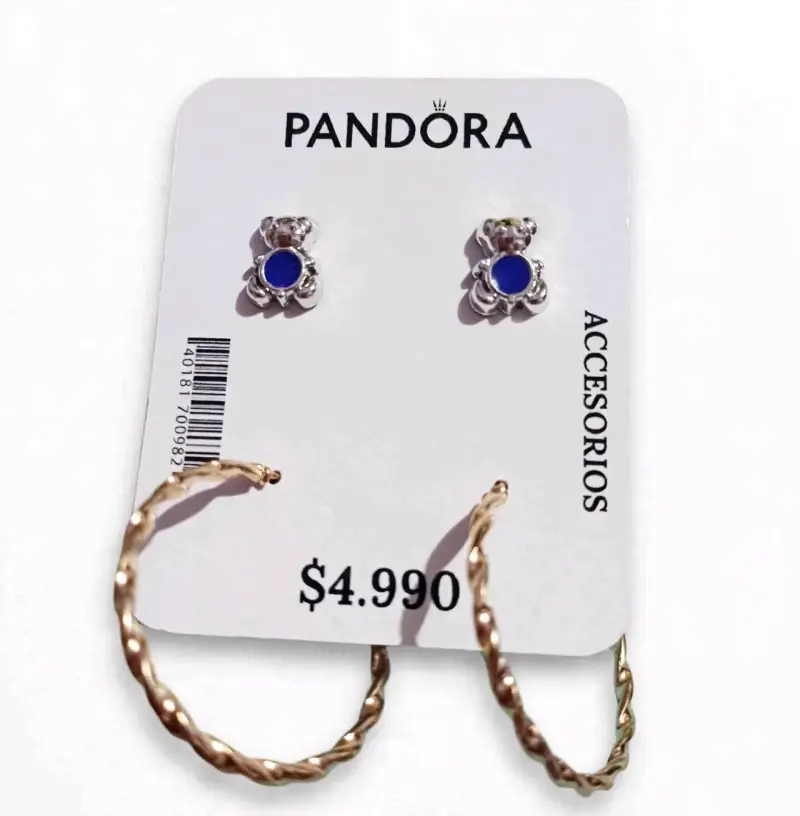 Set de Aros Pandora con Detalles en Azul