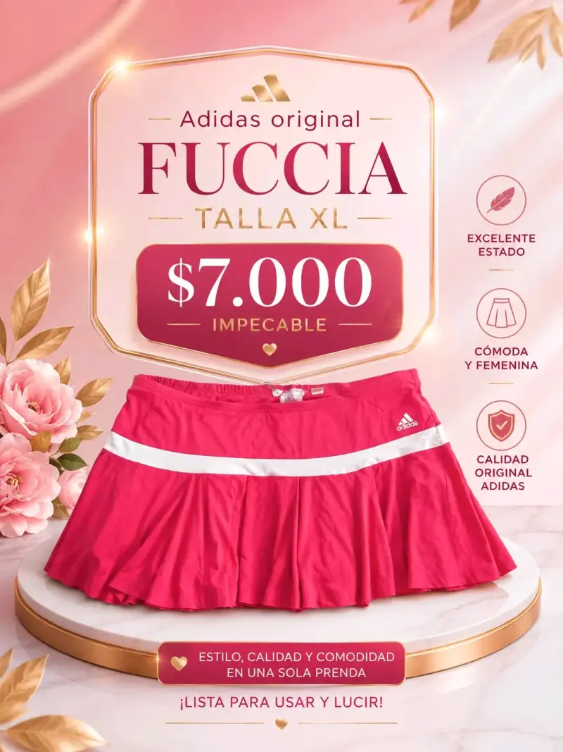 Falda deportiva fucsia Adidas talla XL - 1
