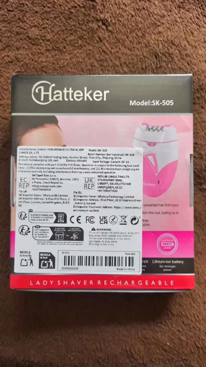 Depiladora recargable Hatteker SK-505 rosa - 2