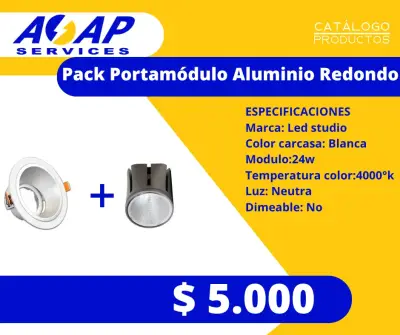 Pack Portamodulo Aluminio Redondo 24W Led Studio - miniatura 1