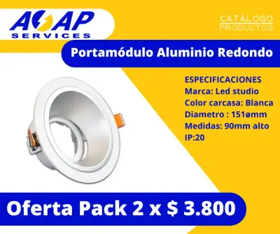 Pack 2 Portamodulo Aluminio Redondo 151mm White - miniatura 1