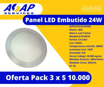 Pack 3 Panel LED Embutido Redondo 18W 3000K - miniatura 1