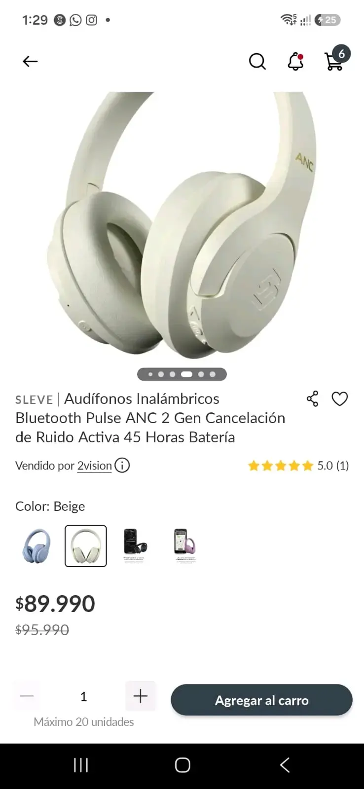 Audífonos Inalámbricos SLEVE Pulse ANC Beige - 2