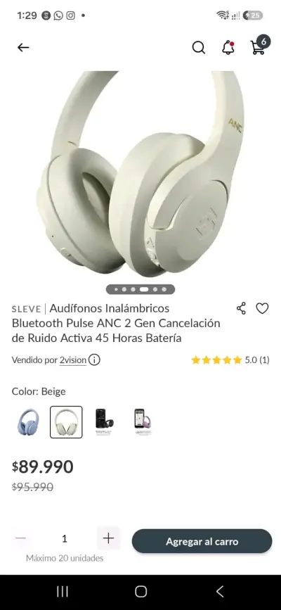 Audífonos Inalámbricos SLEVE Pulse ANC Beige - miniatura 2