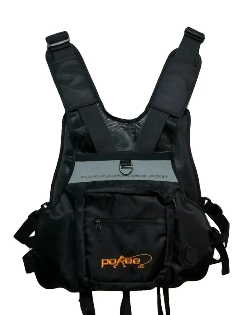 Chaleco de pesca multifuncional Pokee negro - 1
