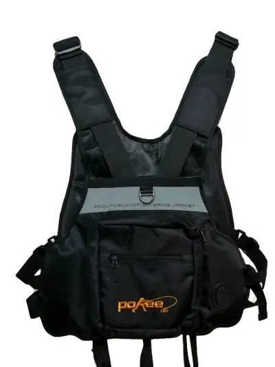Chaleco de pesca multifuncional Pokee negro - miniatura 1