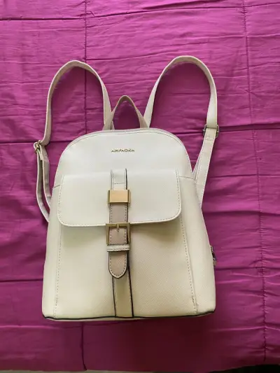Mochila beige de cuero sintético Amphora - miniatura 1