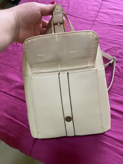 Mochila beige de cuero sintético Amphora - miniatura 3