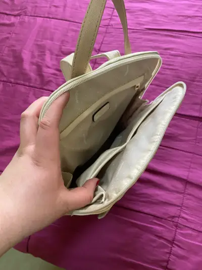 Mochila beige de cuero sintético Amphora - miniatura 4
