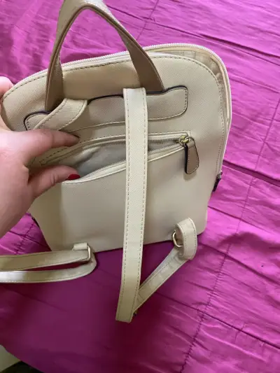 Mochila beige de cuero sintético Amphora - miniatura 6