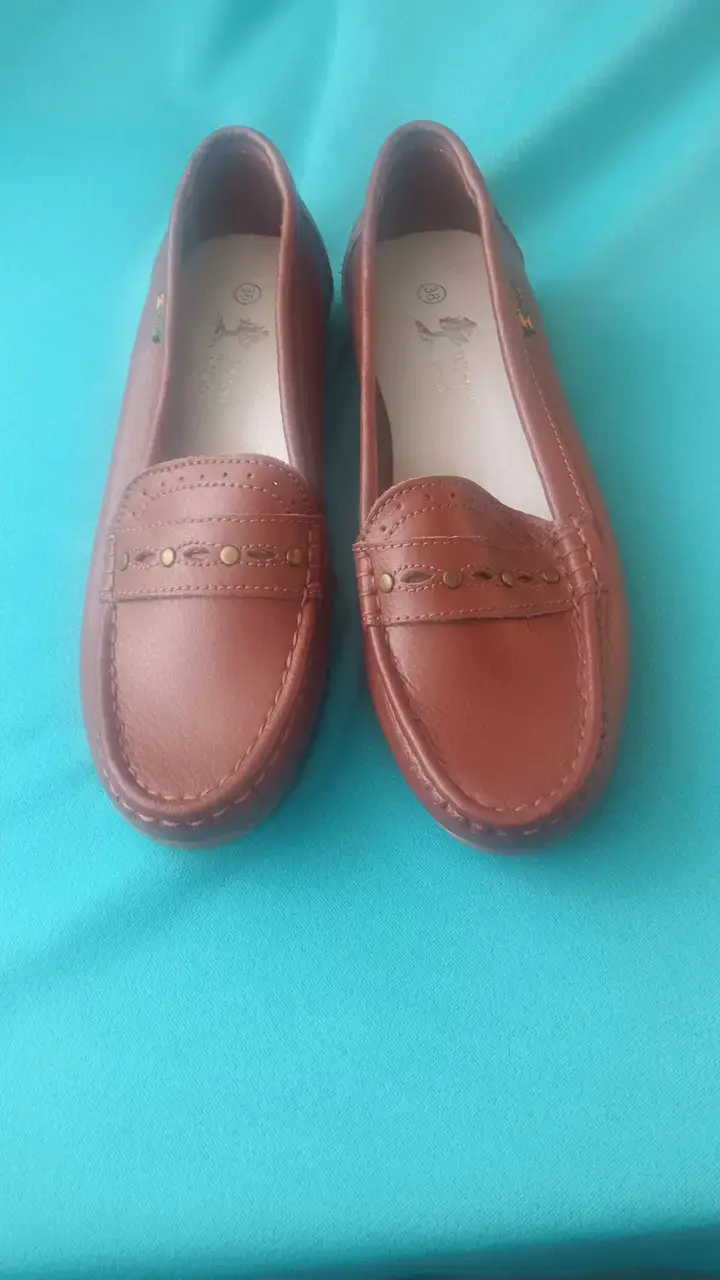 Mocasines de cuero marrón para mujer - 5