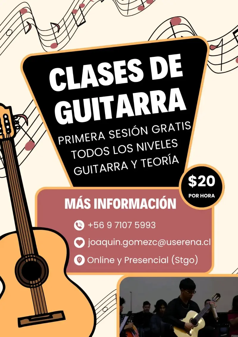Clases de guitarra en Santiago, 1ra clase grat