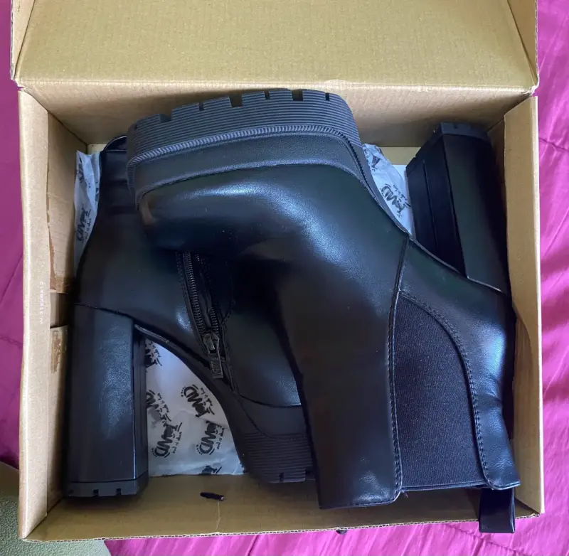 Botines de cuero negro con plataforma alta - 3