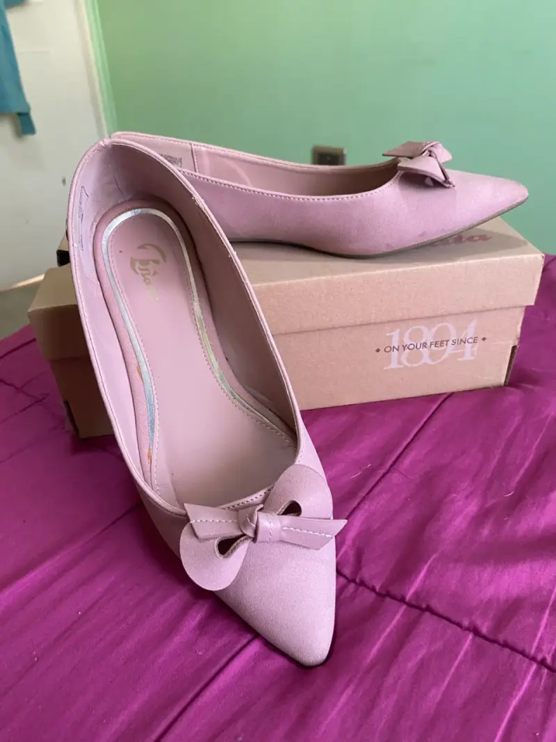 Zapatos de tacón rosa con lazo para mujer - 2