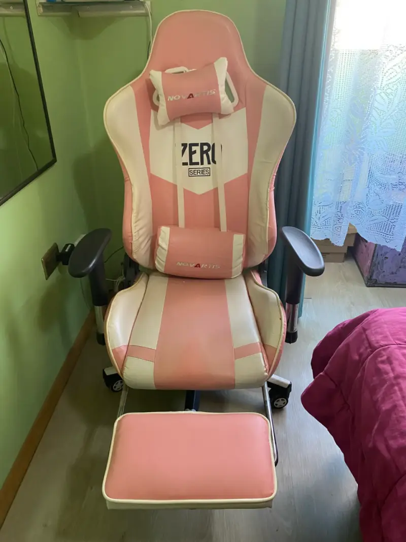 Silla gamer rosa Novartis Zero con reposapié - 2