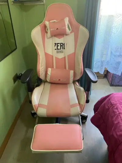 Silla gamer rosa Novartis Zero con reposapié - miniatura 2