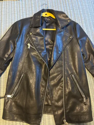Chaqueta de cuero negra Foster mujer - miniatura 1