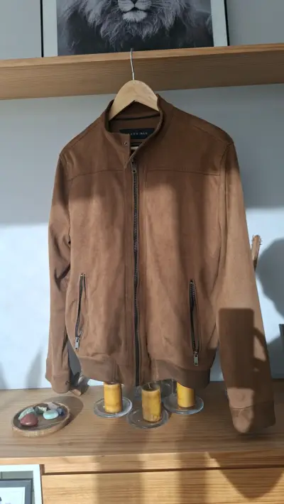 Chaqueta de gamuza marrón Zara Man - miniatura 2
