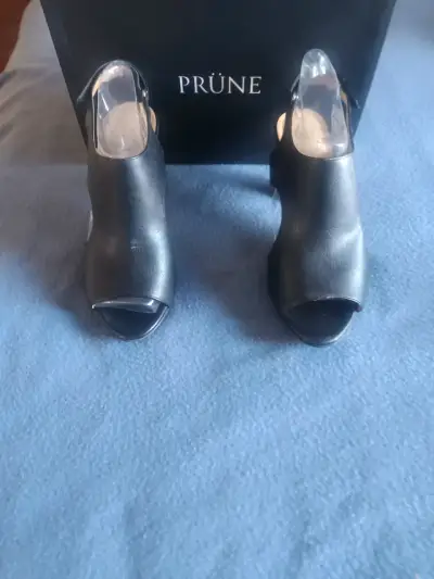Zapatos de Tacón Abierto Prüne Negros - miniatura 1